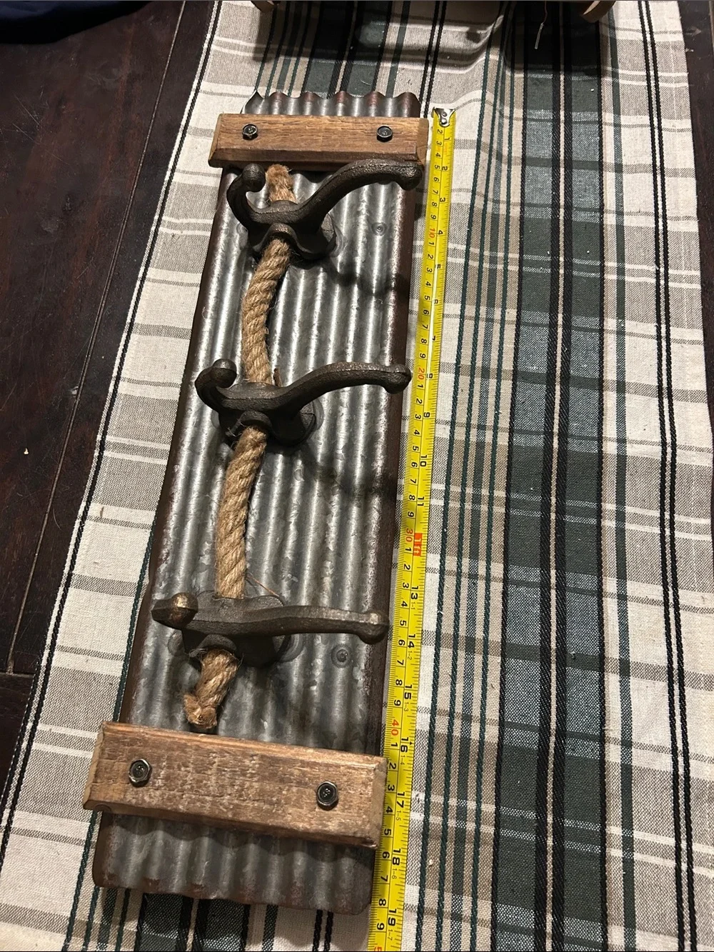 Rustic Metal and Rope Wall Hook - Brown